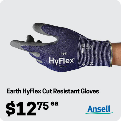 Ansell Earth HyFlex® 11-561 Cut Resistant Gloves - Cut C - 15 Gauge Intercept Liner - Nitrile Palm Coated - Silicone/Latex Free/Antistatic - Blue/Grey - 8